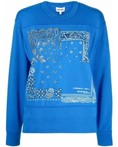 KENZO Sweatshirt mit Bandana-Print - Blau