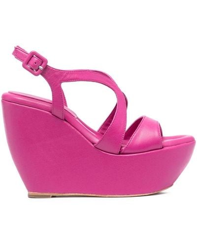Paloma Barceló Leather Platform 130mm Sandals - Pink