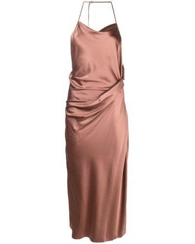 Helmut Lang Draped-design Halterneck Dress - Brown