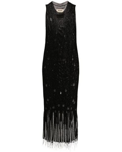 Uma Wang Fine-knit Distressed Maxi Dress - Zwart