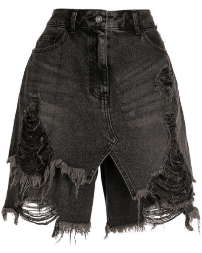 Juun.J Jeans-Shorts im Distressed-Look - Schwarz