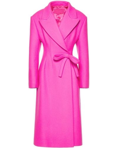 Valentino Garavani Bow-detail Double-wool Coat - Pink