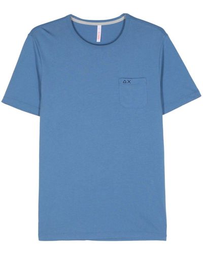 Sun 68 Logo-embroidered Cotton T-shirt - Blue