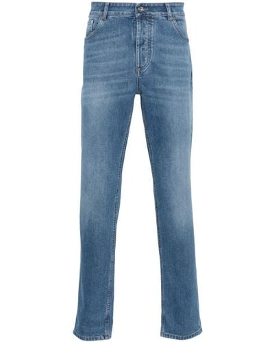 Brunello Cucinelli Halbhohe Slim-Fit-Jeans - Blau
