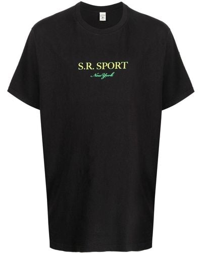Sporty & Rich Logo-print Detail T-shirt - Black