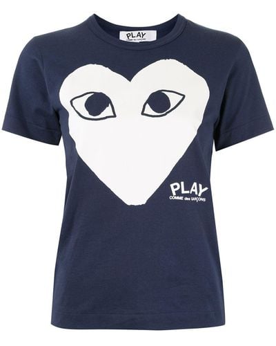 COMME DES GARÇONS PLAY T-shirt Met Logoprint - Blauw