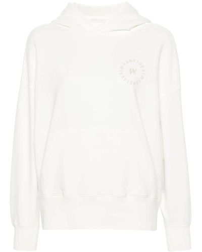 Palm Angels Logo-print cotton hoodie - Blanco