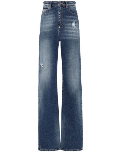 Philipp Plein Gerade High-Waist-Jeans - Blau