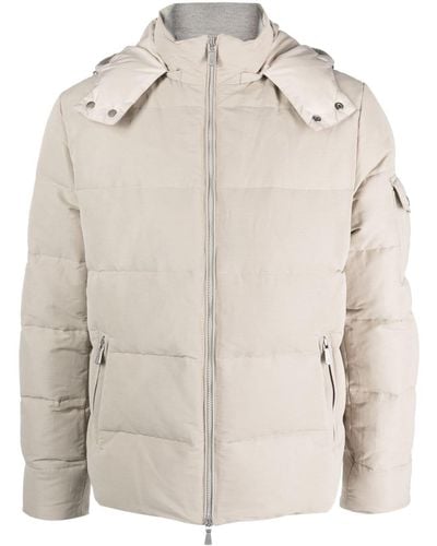 Eleventy Zip-up Quilted Down Jacket - Natural