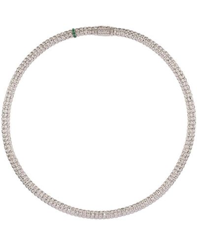 Officina Bernardi 18kt White Gold Enigma Emerald And Diamond Necklace