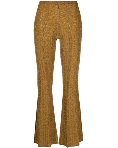 Sandro Zigzag Lurex Flared Trousers - Natural