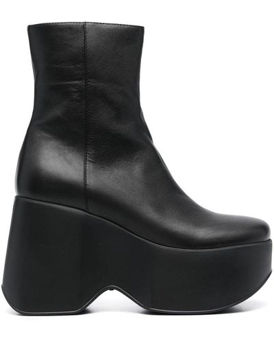 Vic Matié 110mm Leather Platform Boots - Black