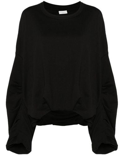 Dries Van Noten Draped Cotton Sweatshirt - Black