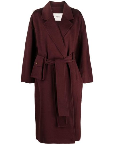 Aeron Wool-silk Belted Coat - Red