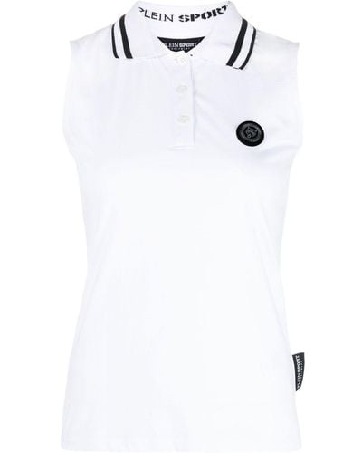 Philipp Plein Polo Collar Tank Top - White