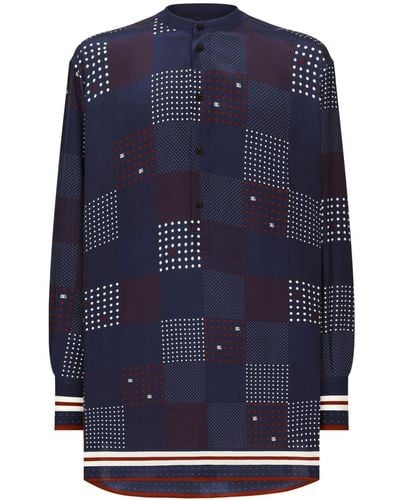 Dolce & Gabbana Seidenhemd mit geometrischem Print - Blau