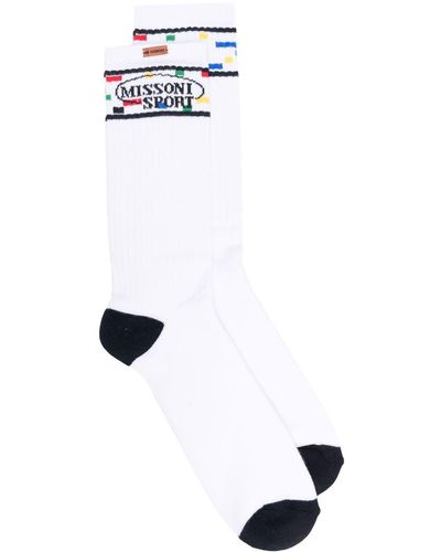 Missoni Chaussettes à logo en intarsia - Blanc