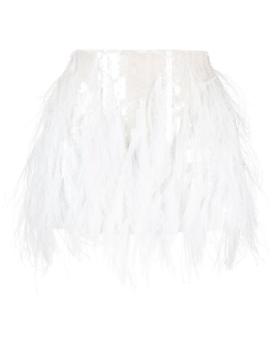retroféte Athana Feather Sequin Mini Skirt - White
