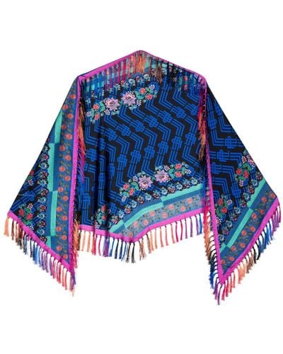 Pierre Louis Mascia Mix-print silk scarf - Blu