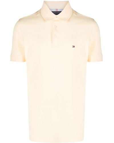 Tommy Hilfiger Logo-embroidered Cotton Polo Shirt - Natural