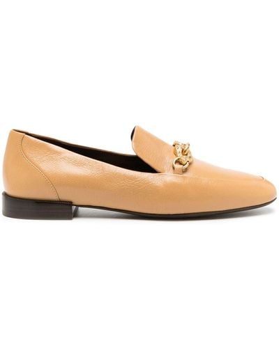 Tory Burch Jessa Horse-head Motif Leather Loafers - Natural