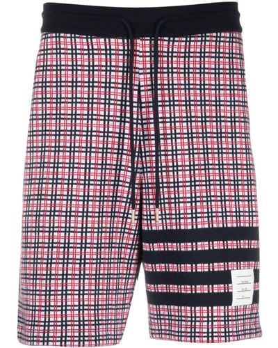 Thom Browne Checked Jacquard Track Shorts - Red