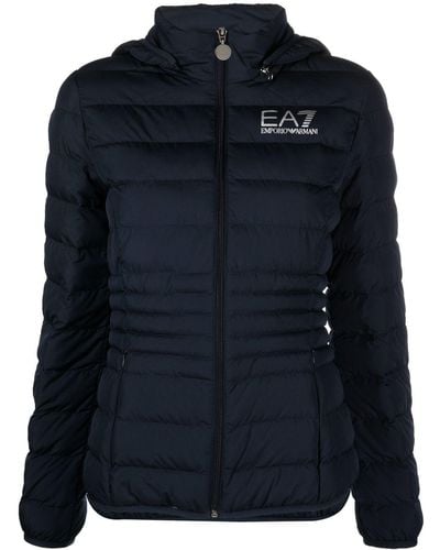 EA7 Logo-print Padded Jacket - Blue