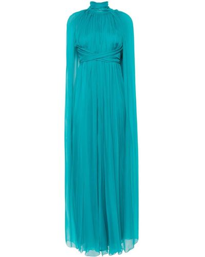 Alberta Ferretti Turquoise Chiffon Dress - Blue