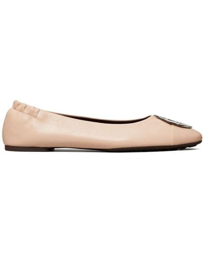 Tory Burch Claire Leather Ballerina Shoes - Natural