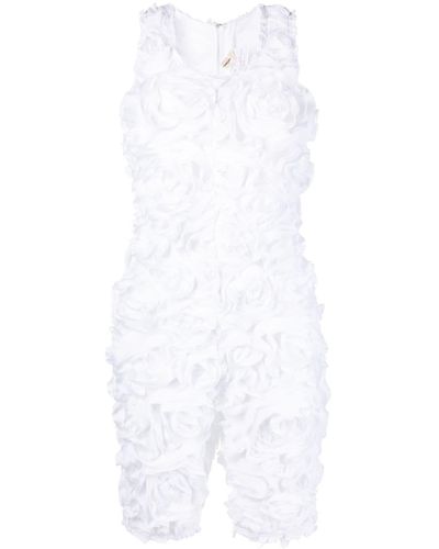 Comme des Garçons Floral-motif Scoop-neck Playsuit - White