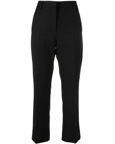 Moschino Jeans Virgin Wool-blend Cropped Trousers - Black
