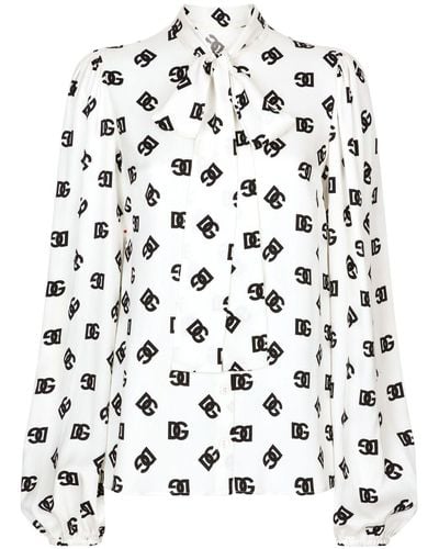 Dolce & Gabbana Camisa con logo estampado - Blanco