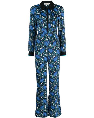 Diane von Furstenberg Jumpsuit mit Blumen-Print - Blau