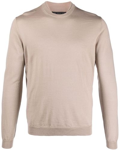 Low Brand Layered-neckline Merino Wool Sweater - Natural