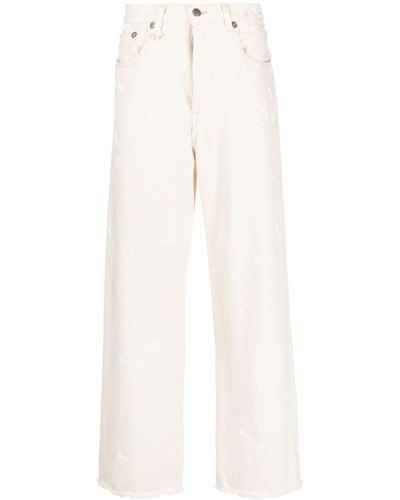 R13 D'Arcy Jeans mit Farbklecks-Print - Weiß