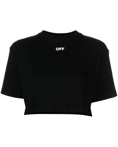 Dolce & Gabbana オフホワイト クロップド Tシャツ - ブラック