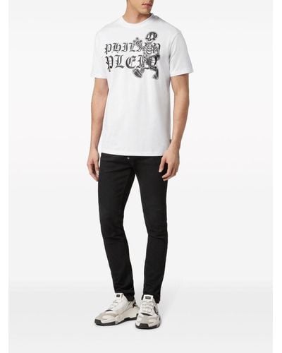 Philipp Plein Smile Logo-print Cotton T-shirt - White