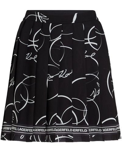 Karl Lagerfeld Circle-print Pleated Miniskirt - Black