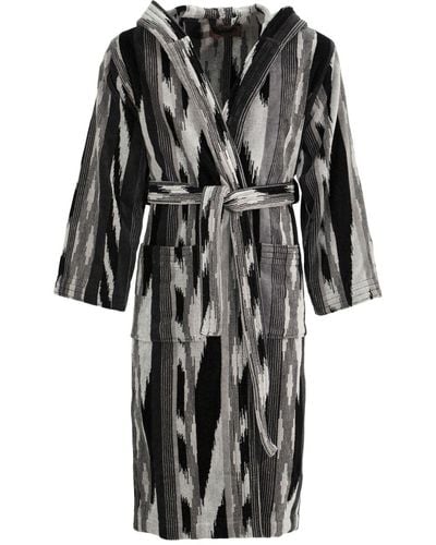 Missoni Terry-cloth Effect Striped Robe - Black