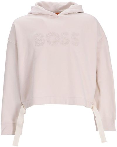 BOSS Logo-print Cropped Hoodie - Pink