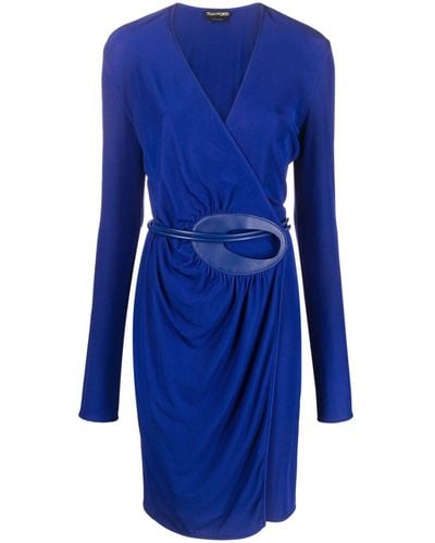 Tom Ford ベルテッド ドレス - ブルー