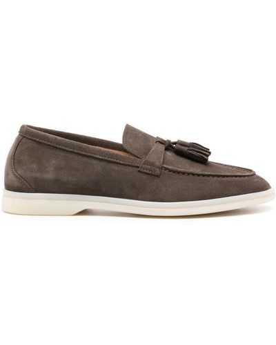 SCAROSSO Leandra Suede Loafers - Brown