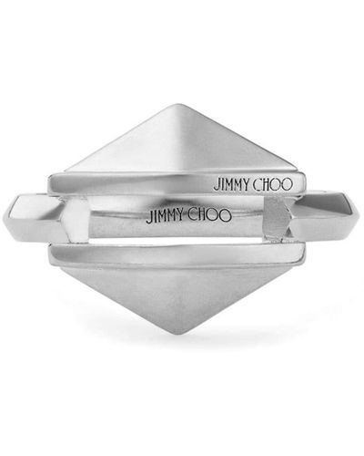 Jimmy Choo Diamond logo-engraved ring - Weiß