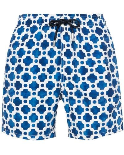 Mc2 Saint Barth Gustavia Geometric-print Swim Shorts - Blue