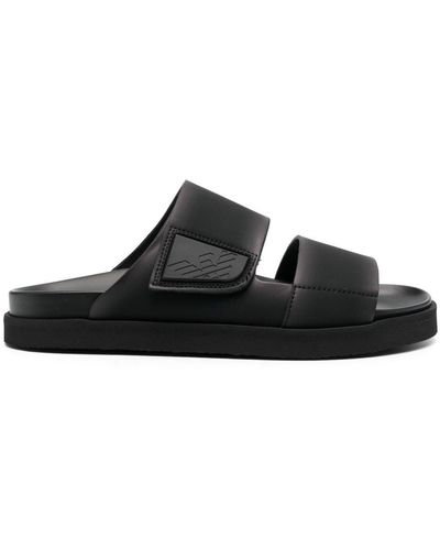 Emporio Armani Slippers Met Logo-reliëf - Zwart