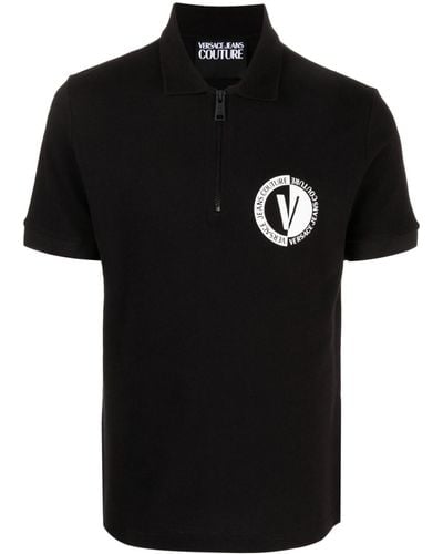 Versace Jeans Couture Poloshirt Met Logoprint - Zwart