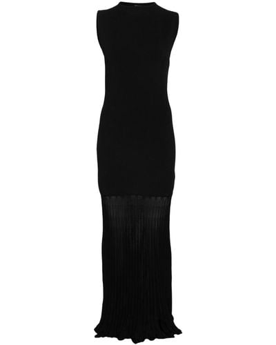 Totême Geribbelde Maxi-jurk Met Plissé Detail - Zwart