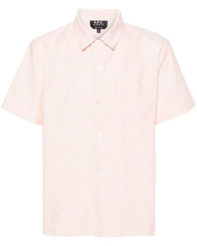 A.P.C. Lloyd Striped Cotton Shirt - Pink