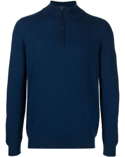 Pringle of Scotland Short-zip Cashmere Sweater - Blue