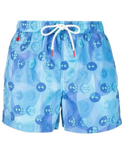 Kiton Graphic-print Swim Shorts - Blue